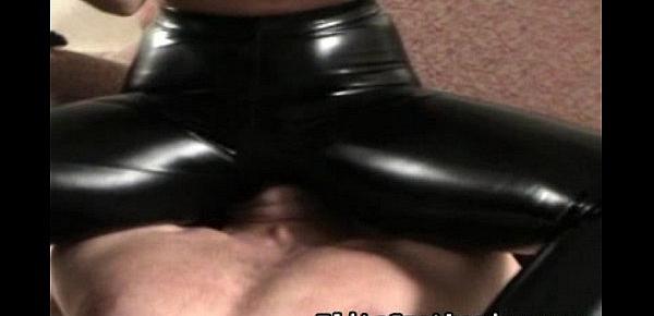  mistress in latex pant smothering and face sitting a guy